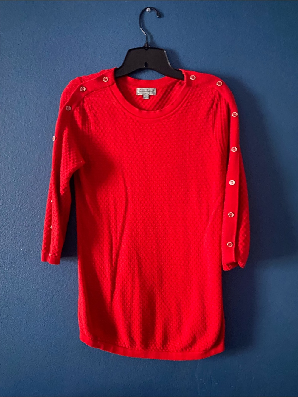 Joseph A Red Button-Trim Knit Pullover